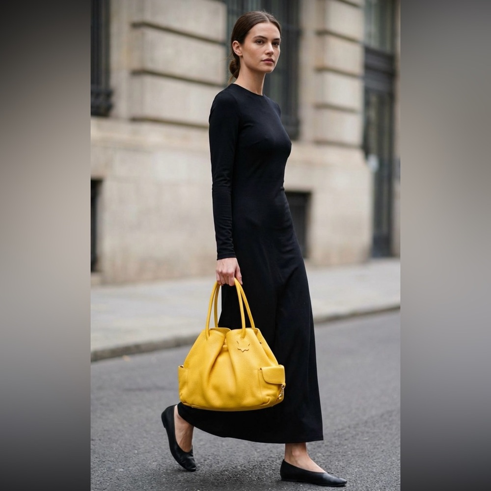 Genuine Leather!! Coldwater Creek yellow Hobo Leather Shoulder Bag